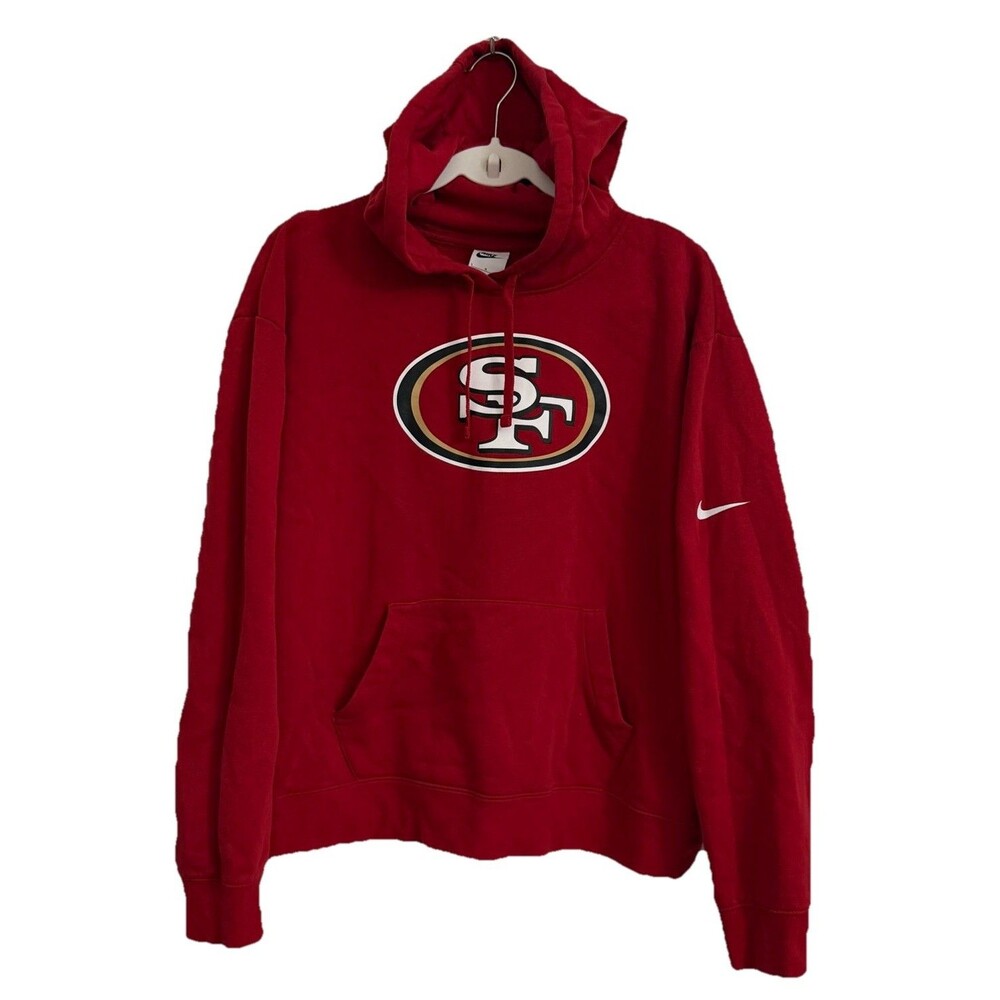 Nike San Francisco 49ers Hoodie Mens Large Red NFL Football‎ Pullover Sweatshirt